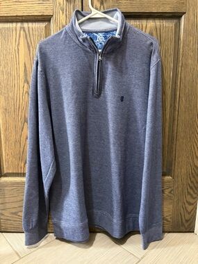 Izod Men's Heather Navy Quarter Zip Pullover